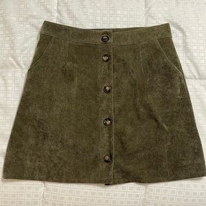 Everly Olive Green Corduroy Mini Skirt